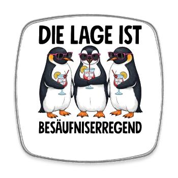 Die Lage Ist Besäufniserregend Pinguin - Viereckiger Kühlschrankmagnet - Weiß - Vorne