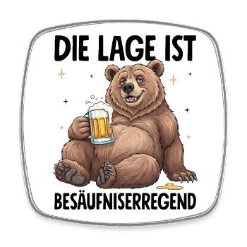Die Lage Ist Besäufniserregend - Viereckiger Kühlschrankmagnet - Weiß - Vorne