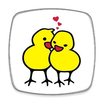chicks in love (c) - Square fridge magnet - white - Front