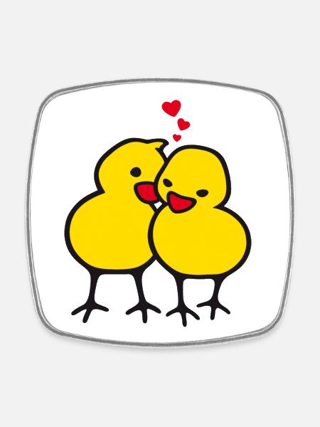 chicks in love (b) - Square fridge magnet - white