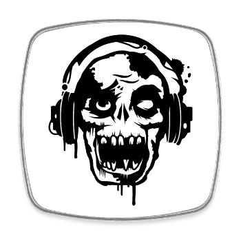 a zombie with headphones - Square fridge magnet - white - Front