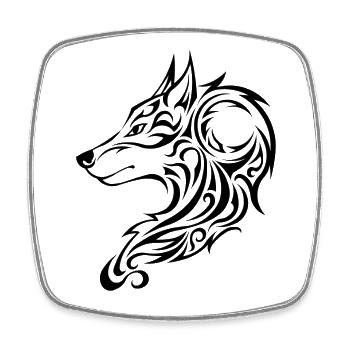 Loup_tribal-noir 1 - Magnet carré - blanc - Devant