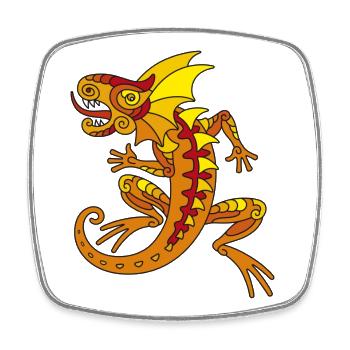 Echse (orange) - Square fridge magnet - white - Front