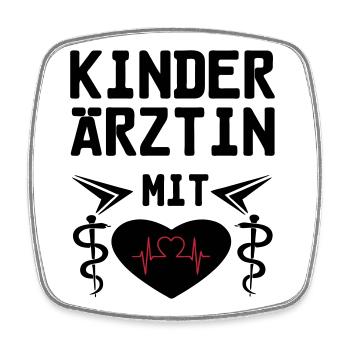 Kinderärztin mit Herz Geschenk - Viereckiger Kühlschrankmagnet - Weiß - Vorne
