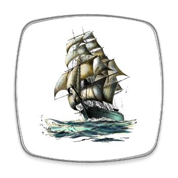 sailing ship - Square fridge magnet - white - Front