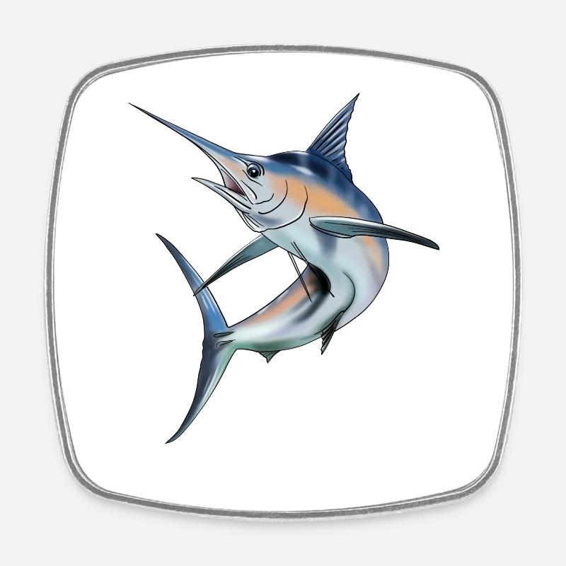 Speerfisch - Viereckiger Kühlschrankmagnet - Weiß