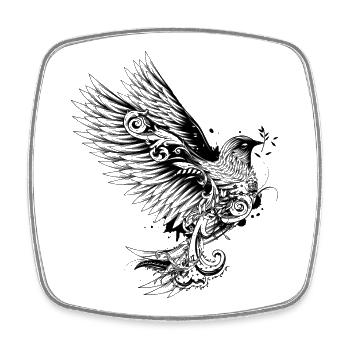 dove with branch in its beak - Square fridge magnet - white - Front