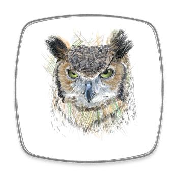 Owl - Square fridge magnet - white - Front