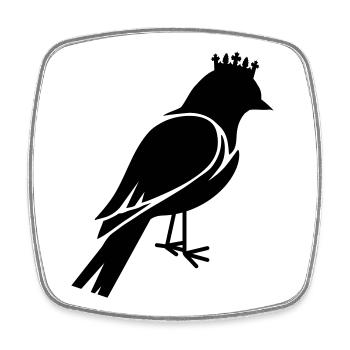 Bird silhouette with crown - Square fridge magnet - white - Front