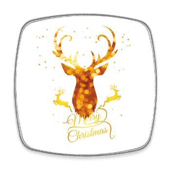 cerf or noël Noël apresski glamour bois - Magnet carré - blanc - Devant