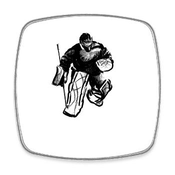 Hockey Torwart - Viereckiger Kühlschrankmagnet - Weiß - Vorne