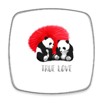 panda amour amusement amour pour toujours couple ours chine zoo ki - Magnet carré - blanc - Devant