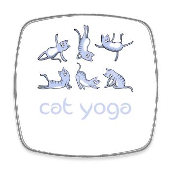 yoga chat chat mignon namaste lotus méditation - Magnet carré - blanc - Devant