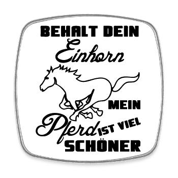 Pferd vs Einhorn Geschenk Tier lustig Spruch - Viereckiger Kühlschrankmagnet - Weiß - Vorne
