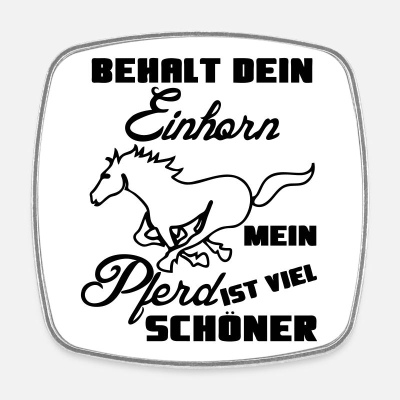 Pferd vs Einhorn Geschenk Tier lustig Spruch - Viereckiger Kühlschrankmagnet - Weiß