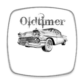 Oldtimer - Viereckiger Kühlschrankmagnet - Weiß - Vorne