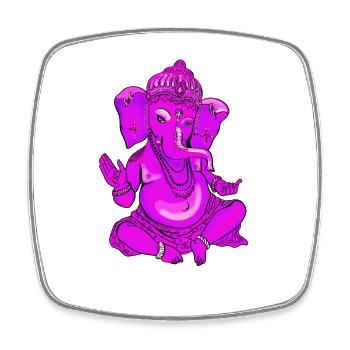 Ganesha pink yoga hindu india elephant god Namaste - Square fridge magnet - white - Front