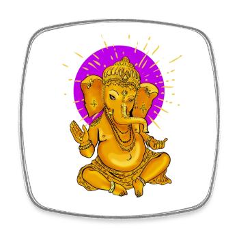 yoga namaste buddha elephant ganesha gold sun om - Square fridge magnet - white - Front