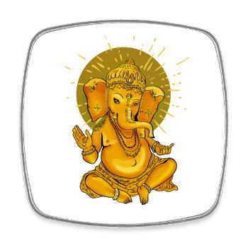 Éléphant Yoga Om Méditation Dieu Ganesha Gold Swag - Magnet carré - blanc - Devant