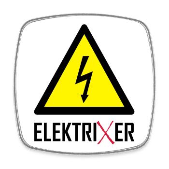 ElektriXer Elektriker Blitz Pfeil - Viereckiger Kühlschrankmagnet - Weiß - Vorne