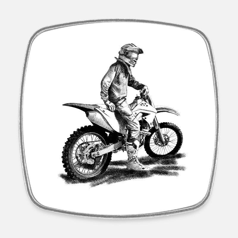 Biker - Viereckiger Kühlschrankmagnet - Weiß