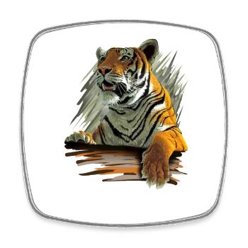 Tiger - Square fridge magnet - white - Front