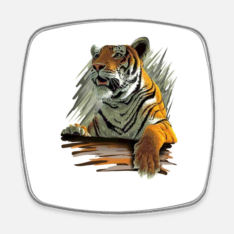 Tiger - Square fridge magnet - white