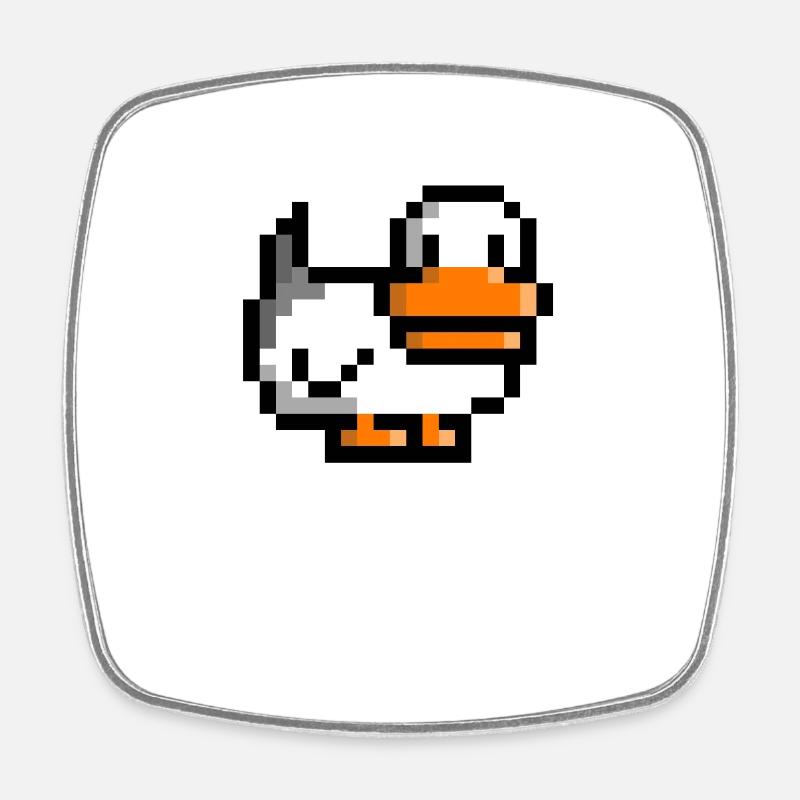Retro duck - Square fridge magnet - white