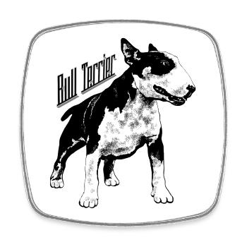 Bull Terrier, protecteur, ami de l'homme - Magnet carré - blanc - Devant