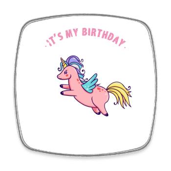 unicorn birthday unicorn birthday mystical fee - Square fridge magnet - white - Front