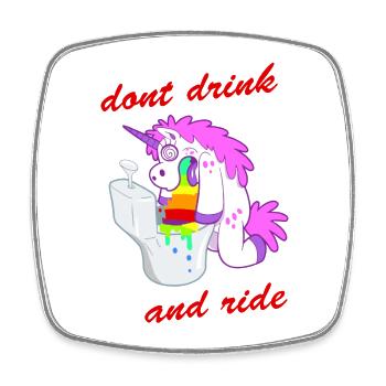 dont drink and ride unicorn - Viereckiger Kühlschrankmagnet - Weiß - Vorne