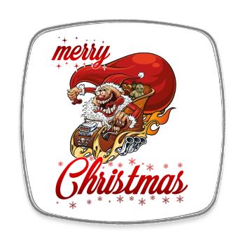 merry xmas tuning santa - Viereckiger Kühlschrankmagnet - Weiß - Vorne