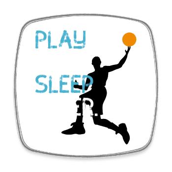Basketball Player Play Now Sleep Later Basket Throw - Square fridge magnet - white - Front