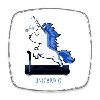 unicardio Ausdauer Einhorn Laufband - Viereckiger Kühlschrankmagnet - Weiß - Vorne