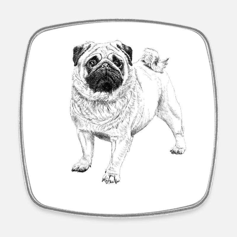 Pug - Square fridge magnet - white