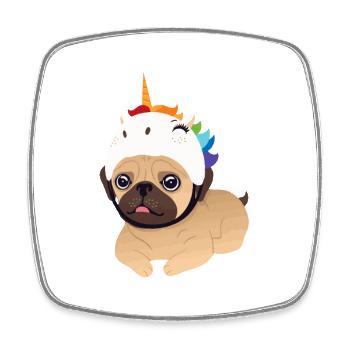 Einhorn Mops Unicorn pug - Viereckiger Kühlschrankmagnet - Weiß - Vorne