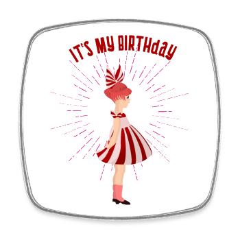 doll birthday birthday cute girl girl - Square fridge magnet - white - Front