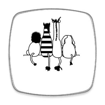 tiere hinten kiss back Zoo Giraffe Zebra Humor kid - Viereckiger Kühlschrankmagnet - Weiß - Vorne
