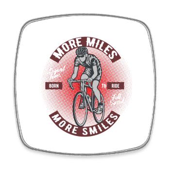 Cycling More Miles More Smiles - Square fridge magnet - white - Front