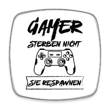 GAMER STERBEN NICHT SIE RESPAWNEN SCHWARZ - Viereckiger Kühlschrankmagnet - Weiß - Vorne