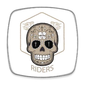 skull riders tête de mort biker moto mort symbole - Magnet carré - blanc - Devant