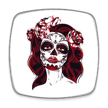 tod girl mexico kostüm totenkopf rose Totentag lol - Viereckiger Kühlschrankmagnet - Weiß - Vorne