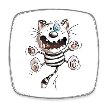 Crazy Cat - Funny Cats - Kitten - Comic-Fun - Square fridge magnet - white - Front