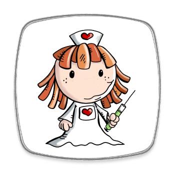 comique d'infirmière avec le coeur et la seringue - Magnet carré - blanc - Devant