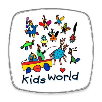 kidsworld II - Viereckiger Kühlschrankmagnet - Weiß - Vorne