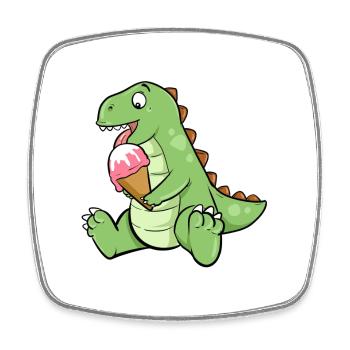Eiscreme Dino Erdbeereis Dinosaurier T-Rex Saurier - Viereckiger Kühlschrankmagnet - Weiß - Vorne
