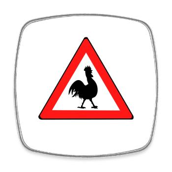 Hühnerwarnschild mit Humor - Viereckiger Kühlschrankmagnet - Weiß - Vorne