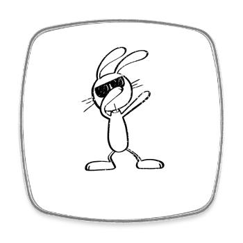 Vintage Dab Dance Hase - Dabbing Osterhase - Viereckiger Kühlschrankmagnet - Weiß - Vorne