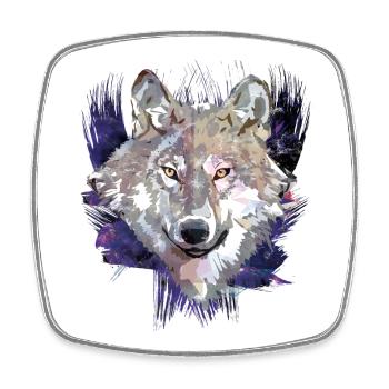 Wolf | Animal | Grey Wolf - Square fridge magnet - white - Front