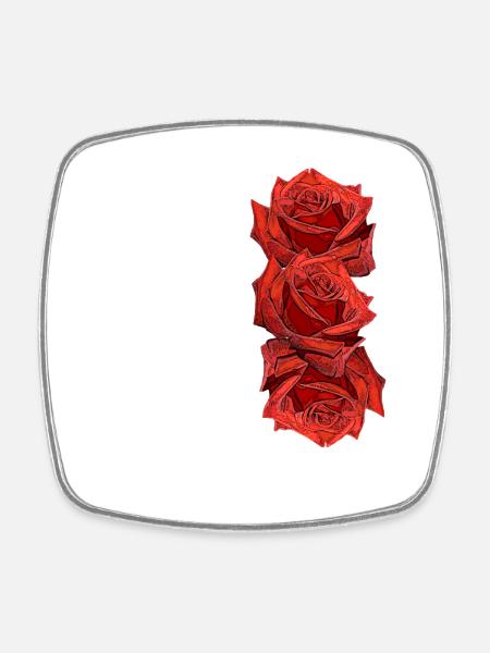 Roses, red roses, flowers, flowers, nature, plants - Square fridge magnet - white